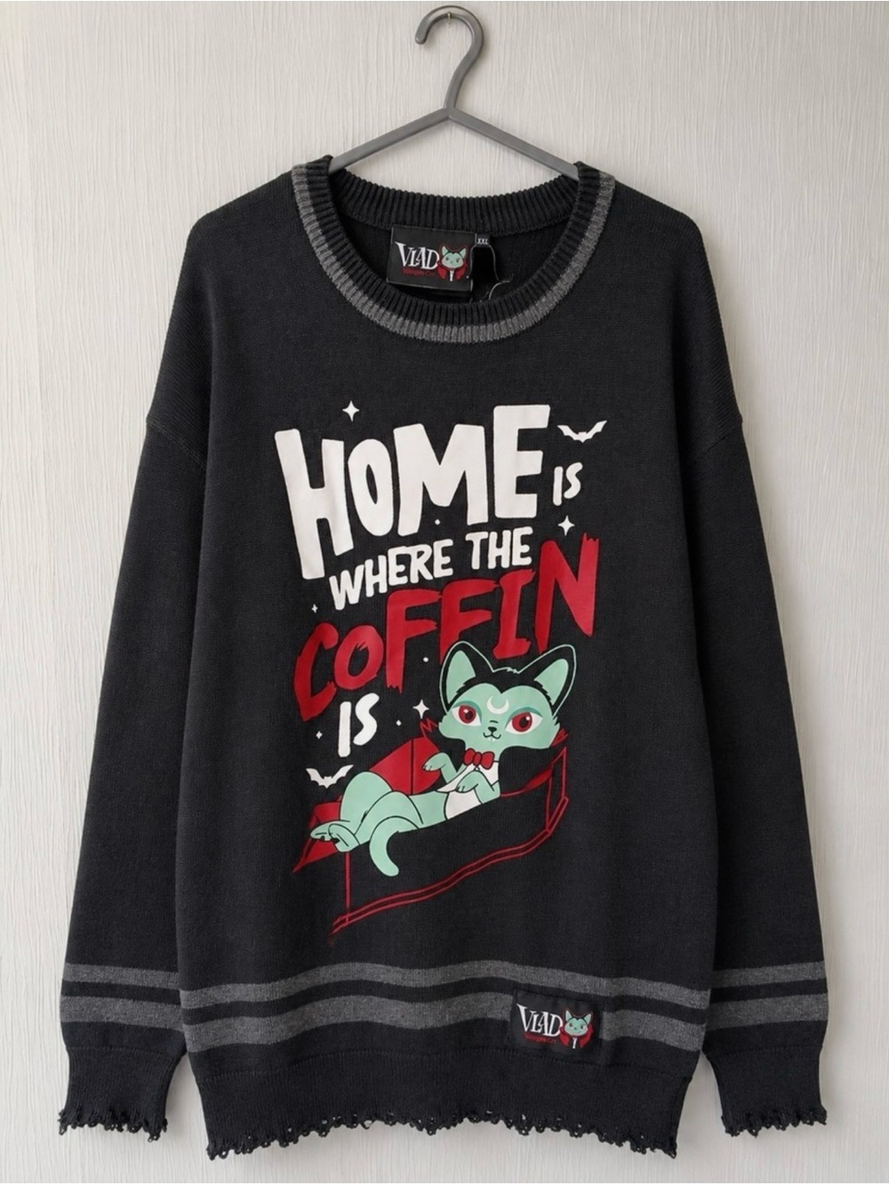 BNWT KILLSTAR Home Is Where The Coffin Is' Black Knit Sweater